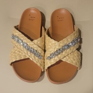 A New Day Women's Cream Sandals with Silver Details